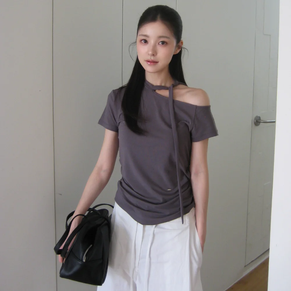ONE SHOULDER SCALF TEE (T-7209)