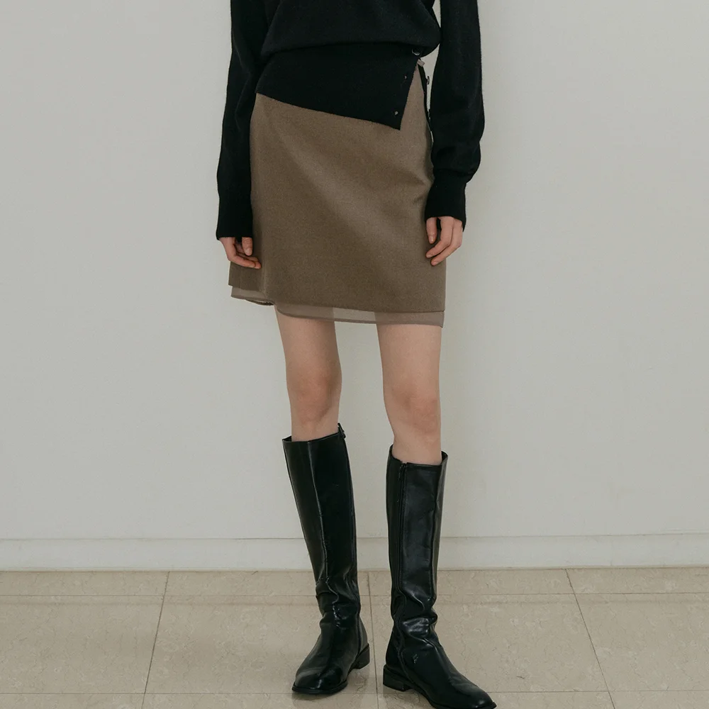 comos 1504 two-way layered skirt (mocha)