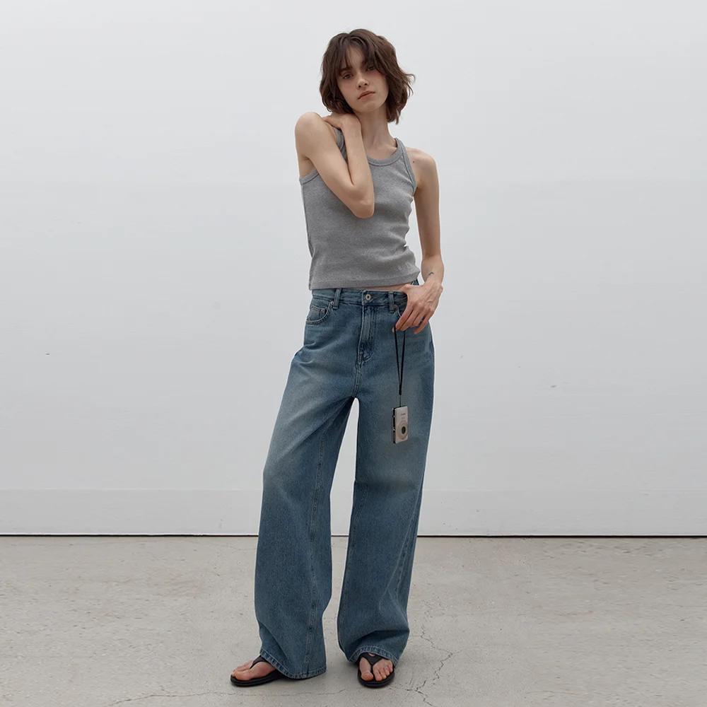 Wearable loose denim (middle blue)
