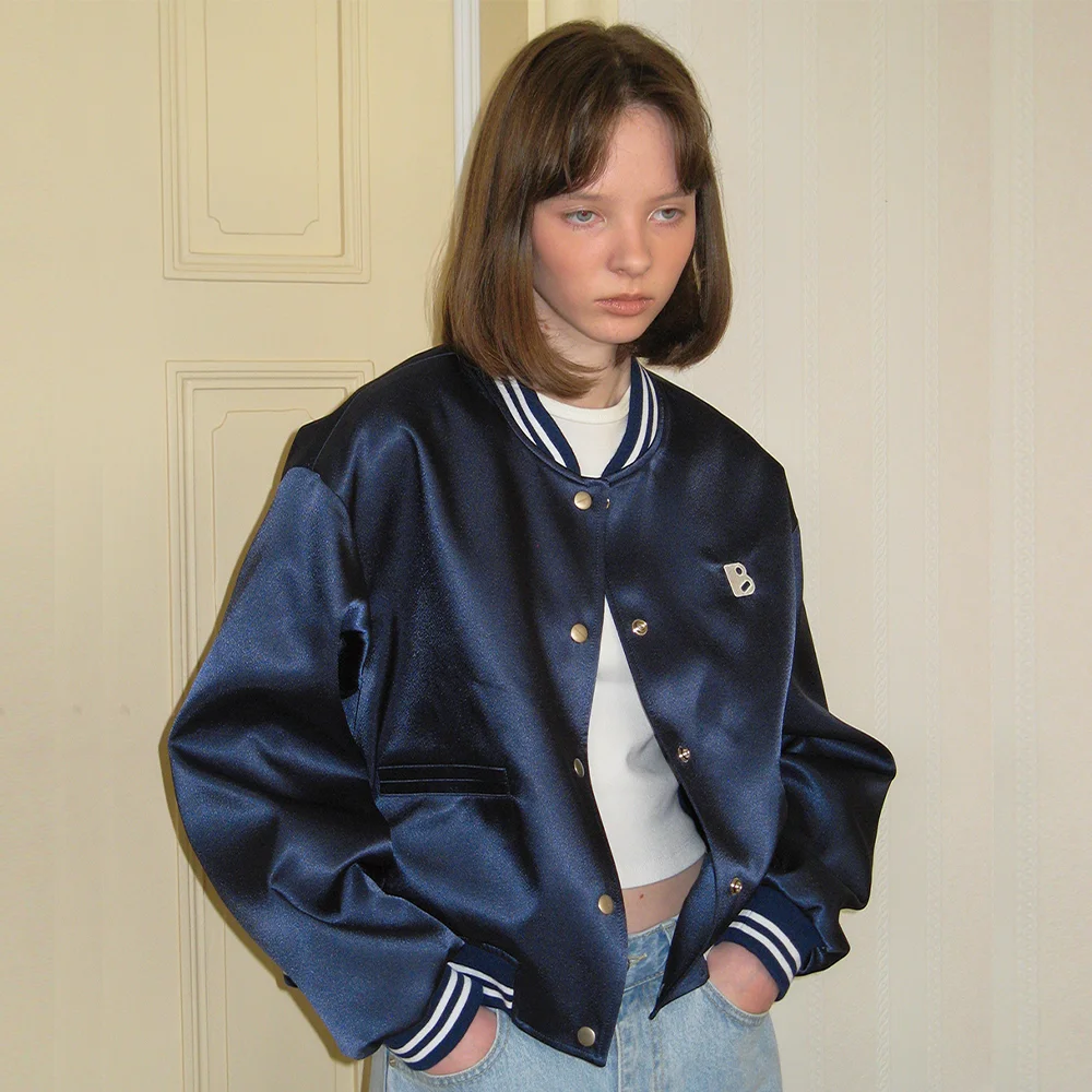 Satin varsity jacket - navy