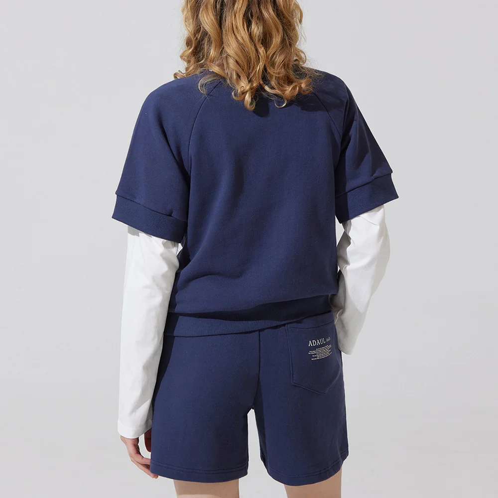 And back lettering half sweat pants - navy