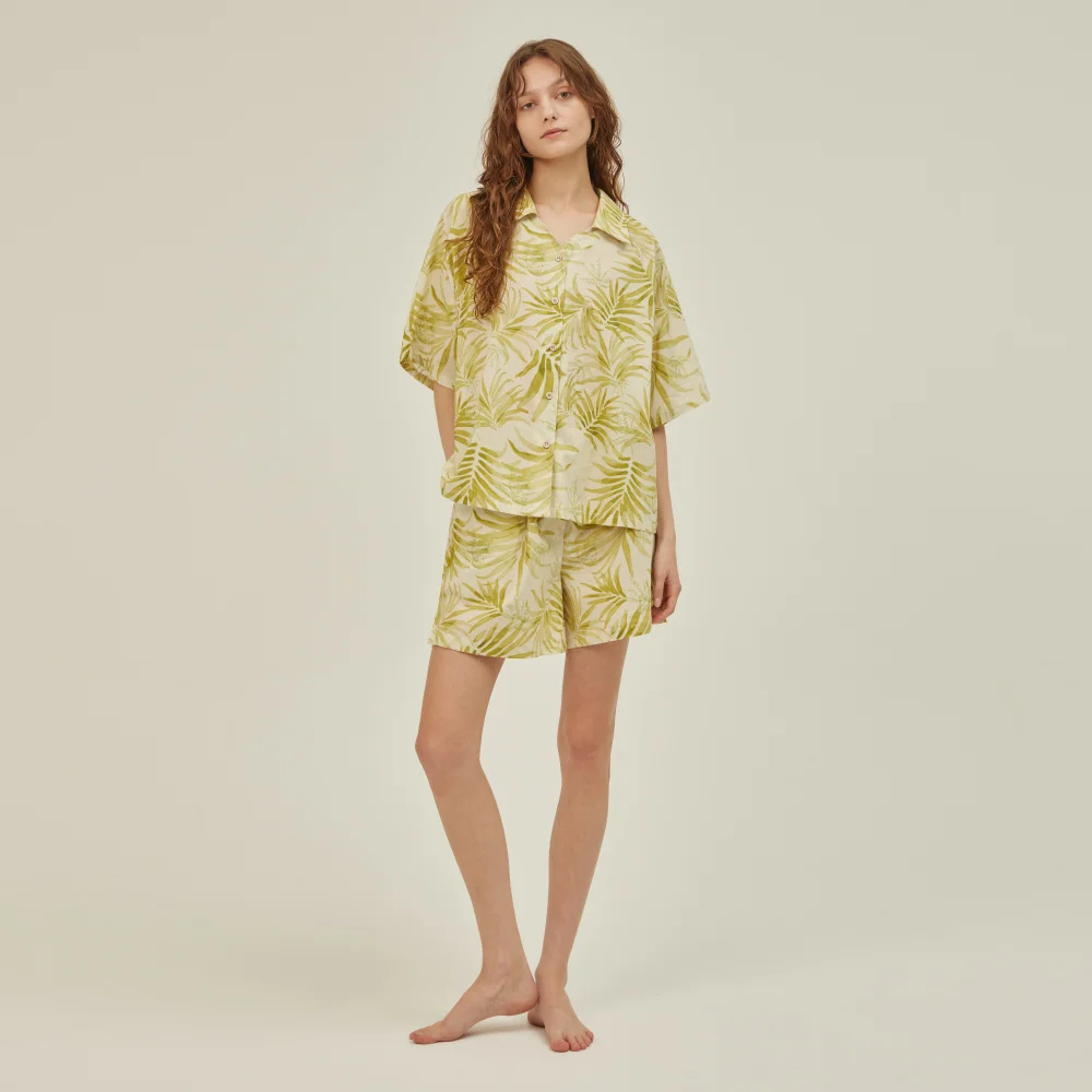 BALI V-NECK PAJAMA SET_lime green