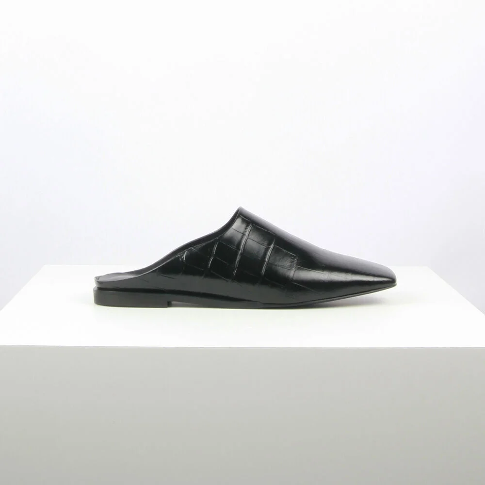 Ciel Mules Leather Black Crocco