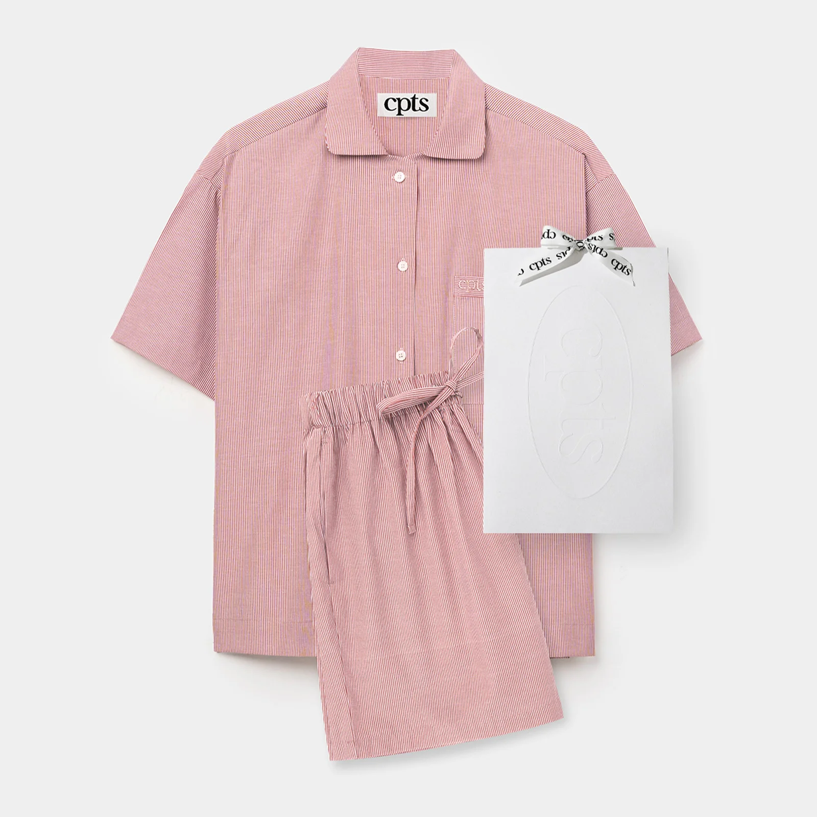 RELAXED PIN STRIPE PAJAMAS_SOFT BRICK