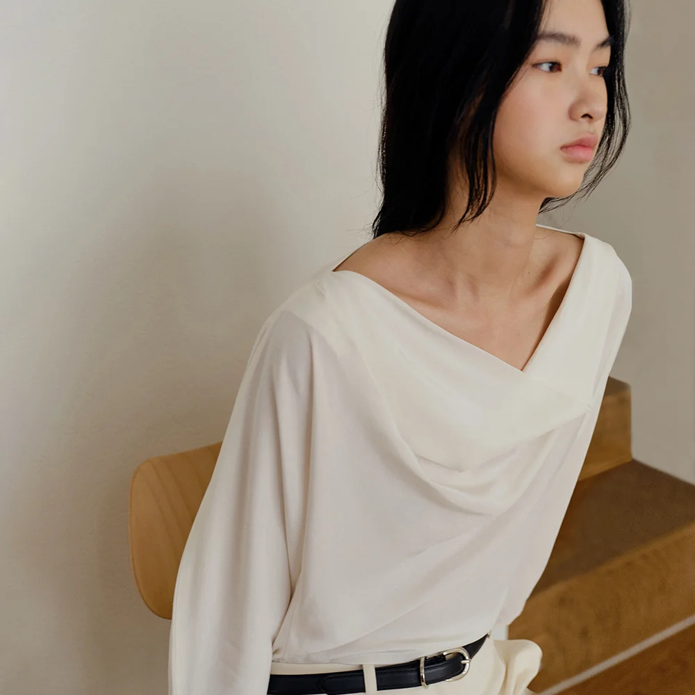 Edith Draped Top Ivory