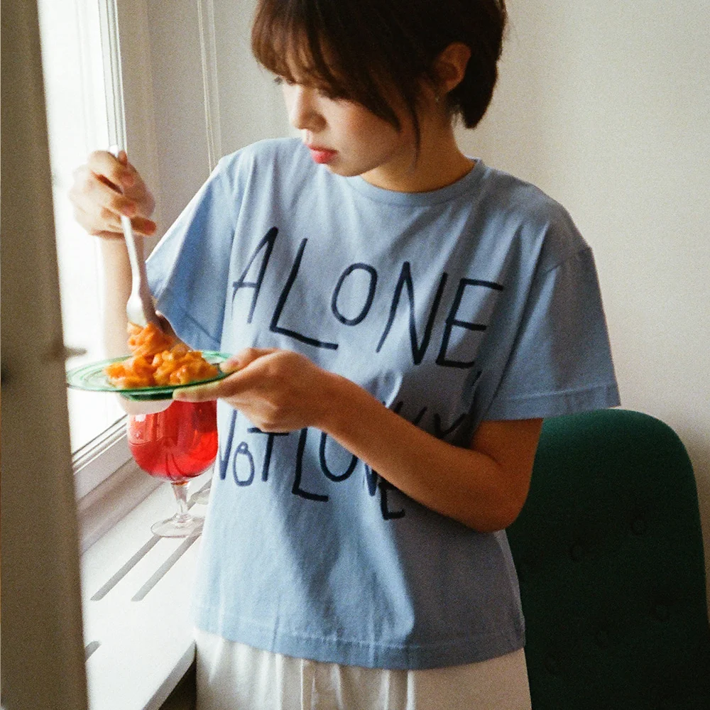 絲光棉 短袖 T恤_Alone Not Lonely