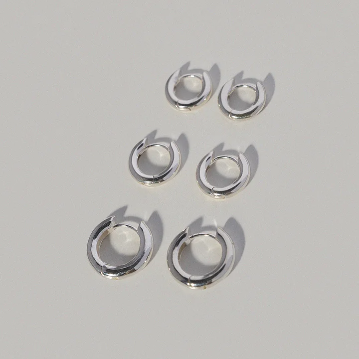 925銀色 Bian 一觸即開 環 耳環 (3size)