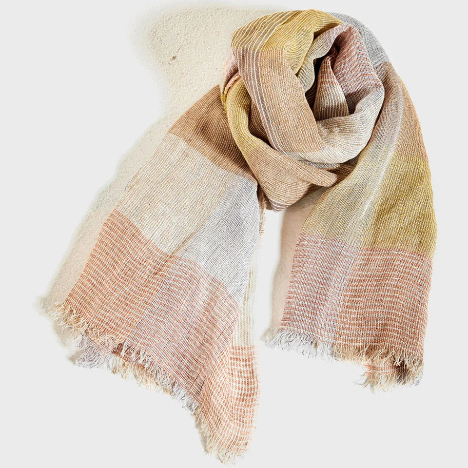 LINEN CHECK PINK SCARF