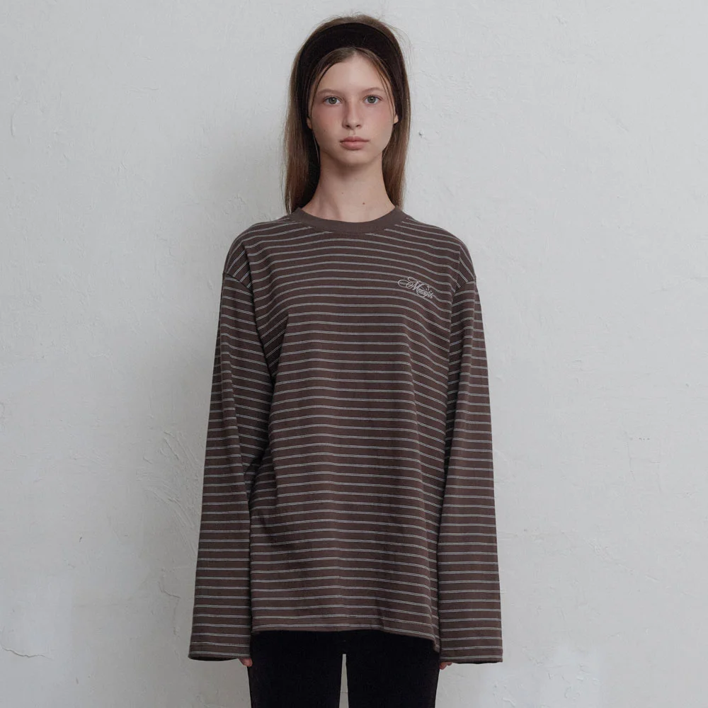 Silent stripe long sleeve t-shirt (Brown)