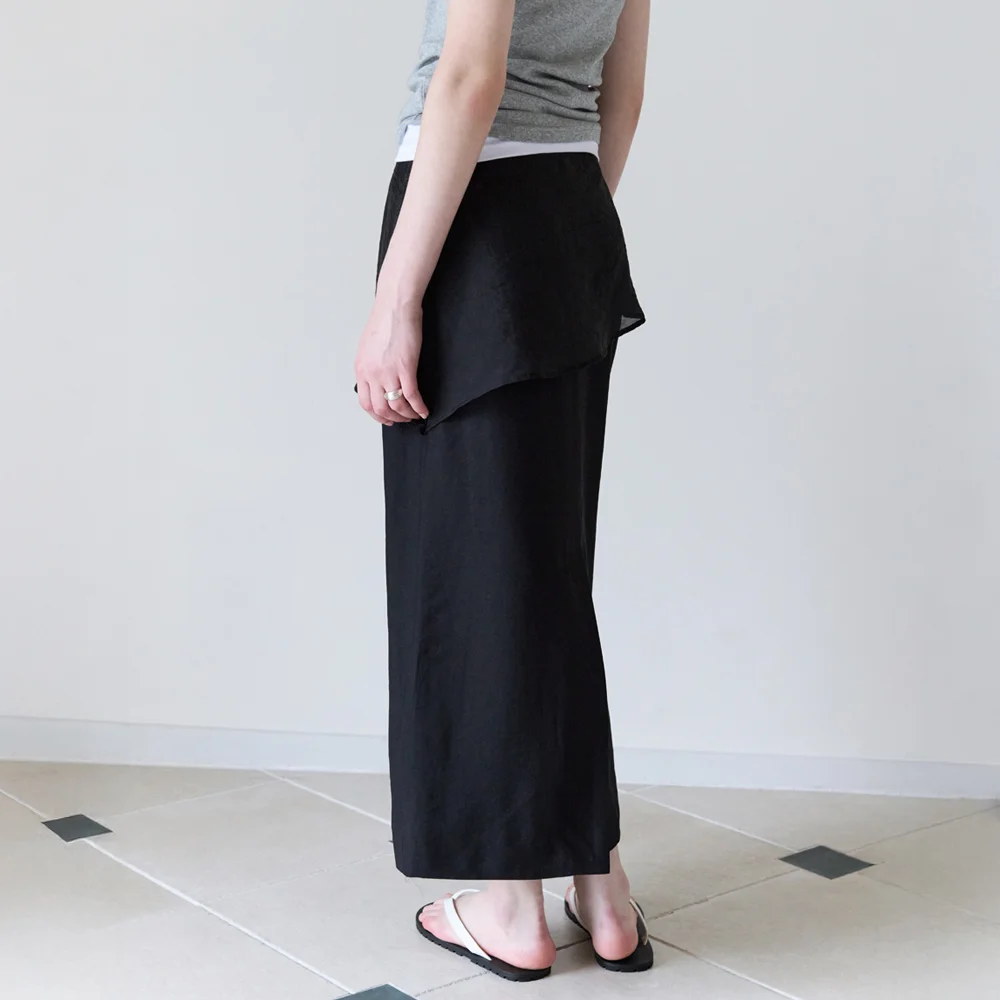 LAYER STRAIGHT SKIRT_BLACK