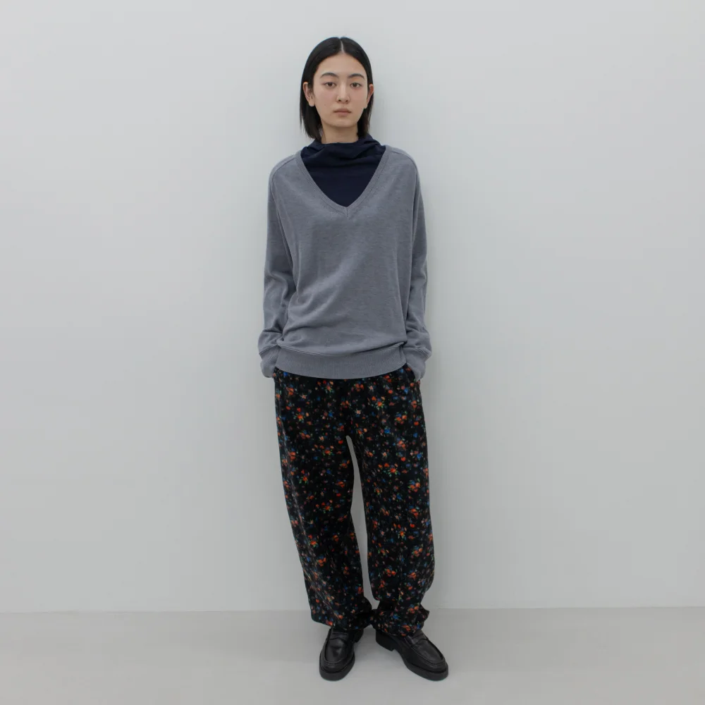 FLORAL FLEECE PANTS / BLACK