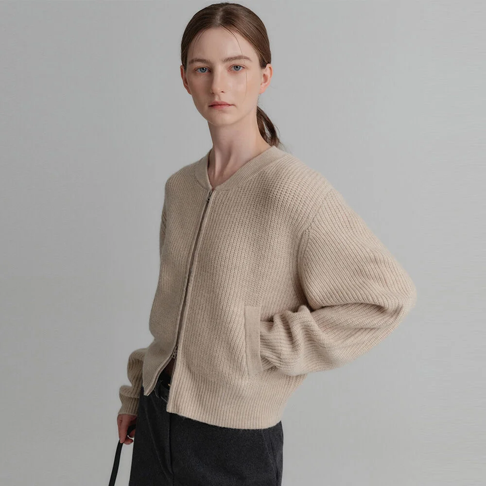 Alani 拉鏈 針織衫_米色 / ALANI WOOL ZIP UP KNIT_BEIGE