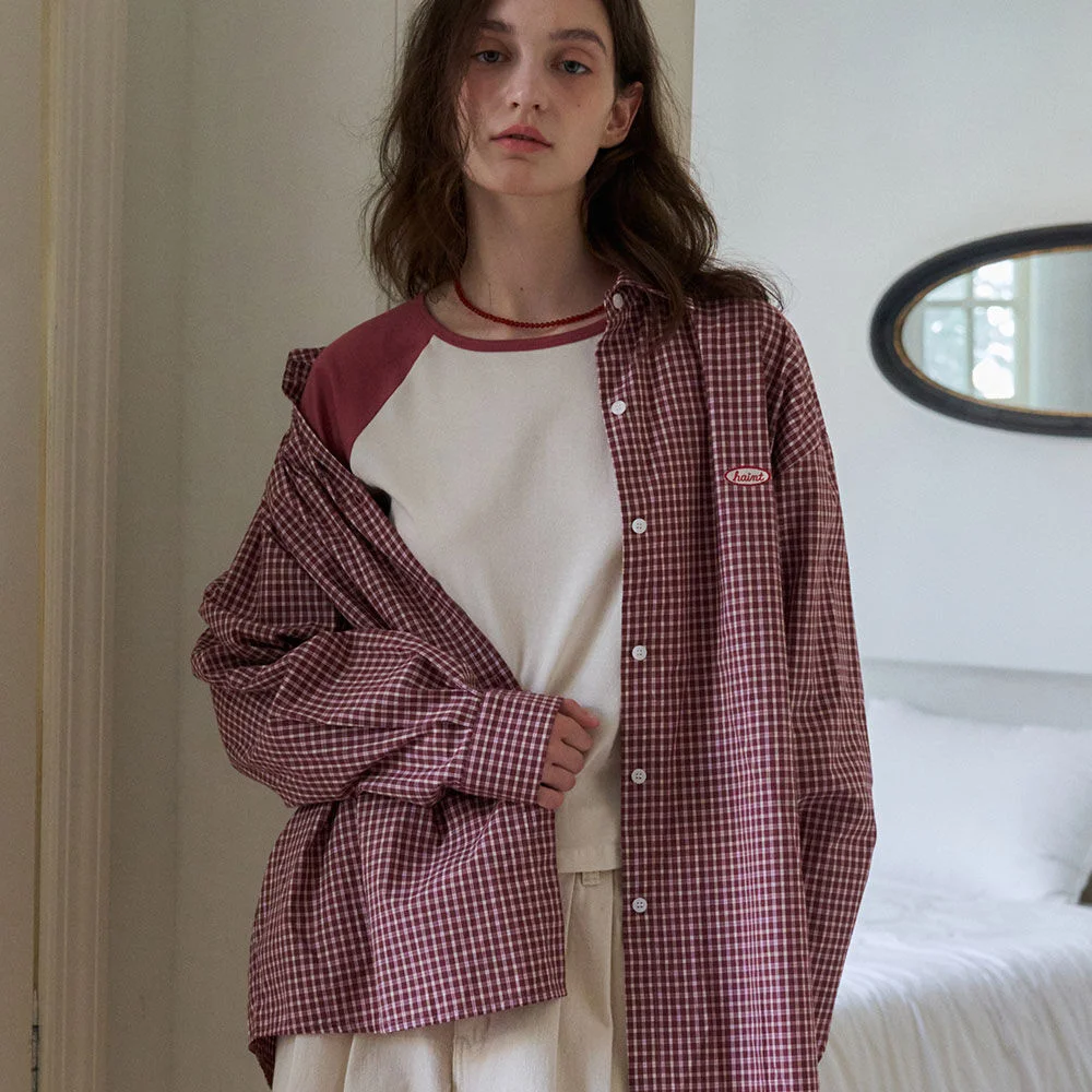 ARO VINTAGE CHECK OVERSIZED SHIRT 3COL_RED