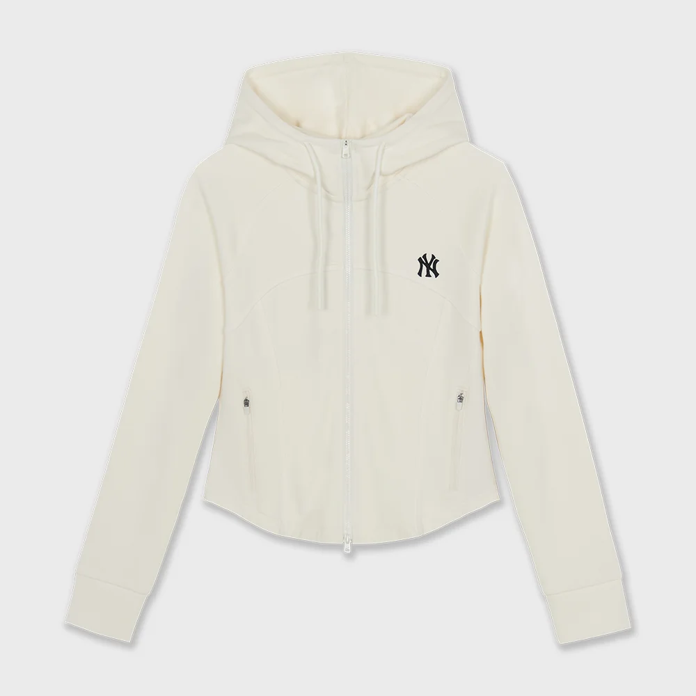 女裝 基本款 運動風 拼接 連帽拉鍊外套 NY (Cream)