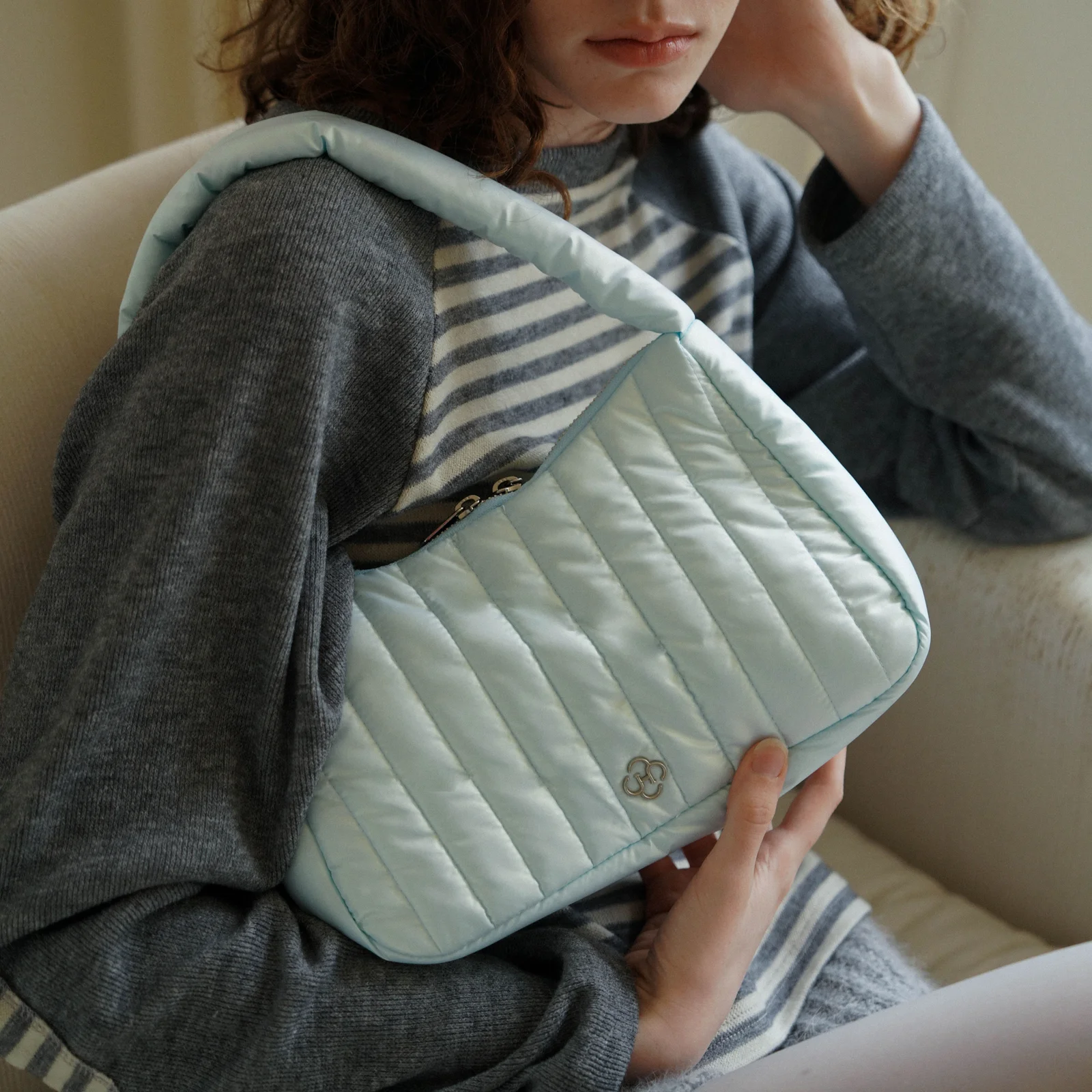 Snuggle 羽絨外套 托特袋_藍色
