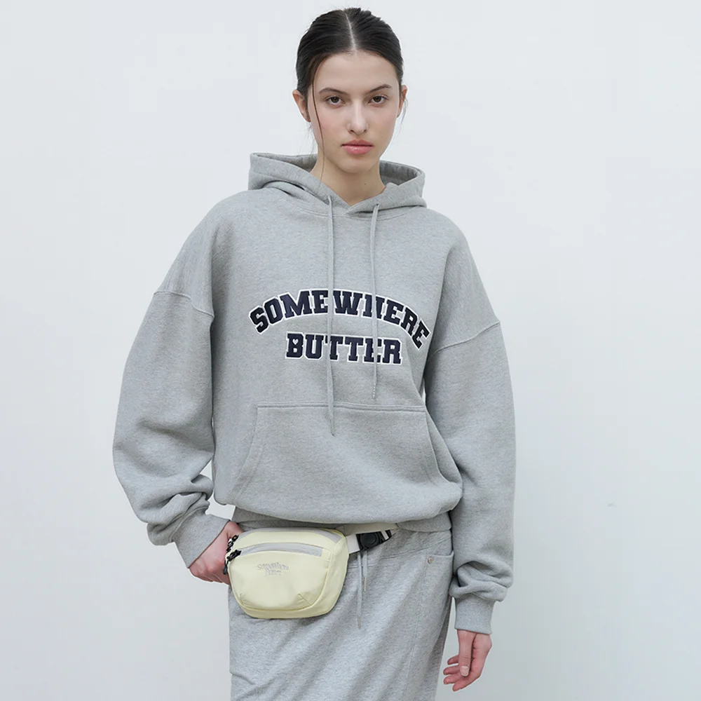 Satin Heart Logo Hoodie - Grey