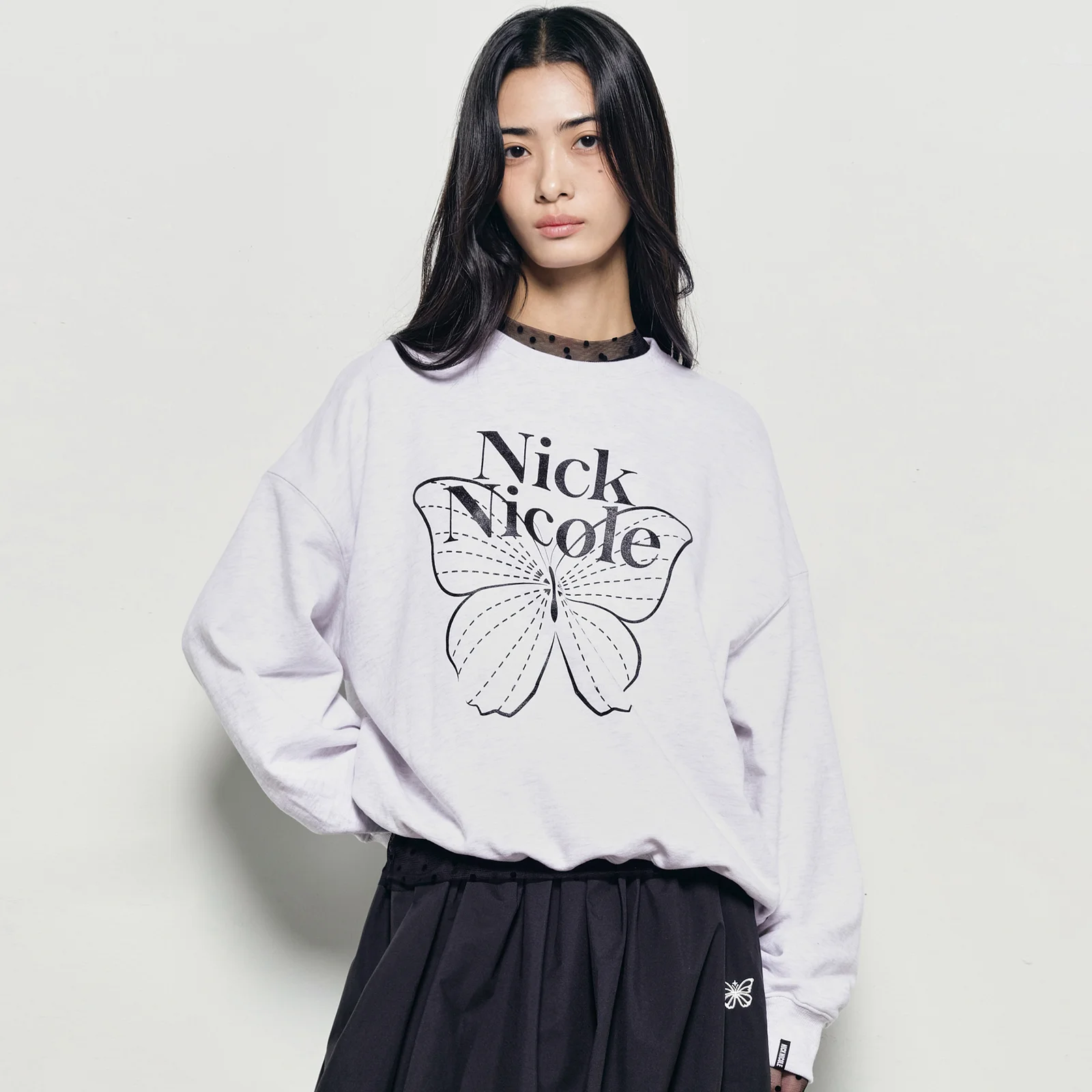BUTTERFLY SIGNATURE SWEATSHIRT_MELANGE BLACK