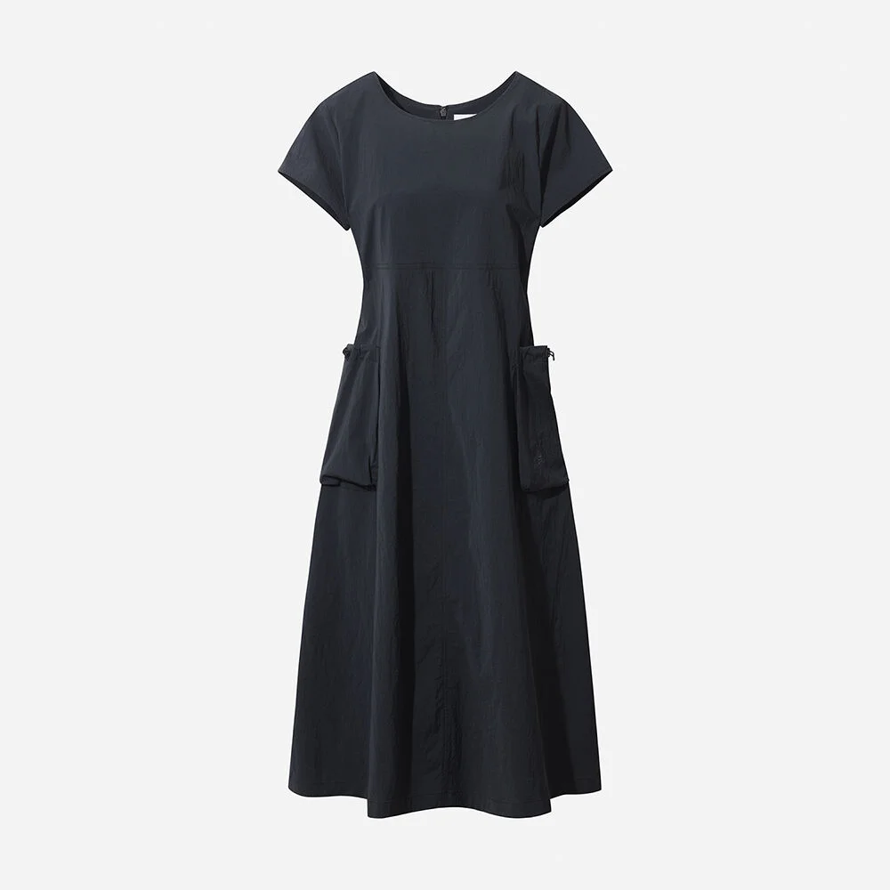 Miro 口袋 圓領 領 連衣裙 女裝(BLACK)