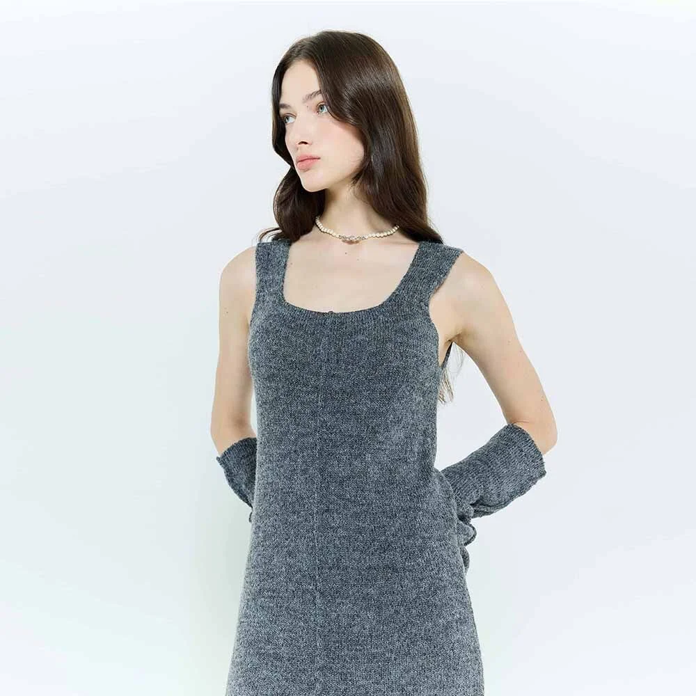 L6 MAXI KNIT DRESS SET(CHARCOAL)