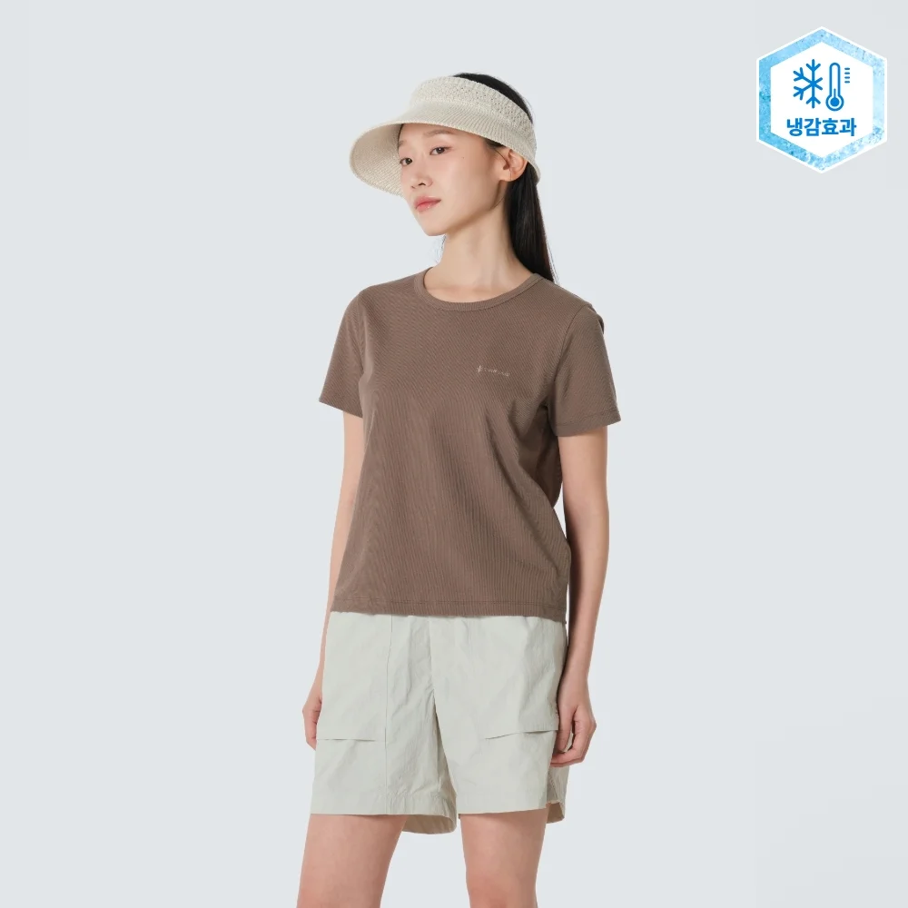 羅紋 女裝 短袖 T恤 Brown (S26MWFTS39)