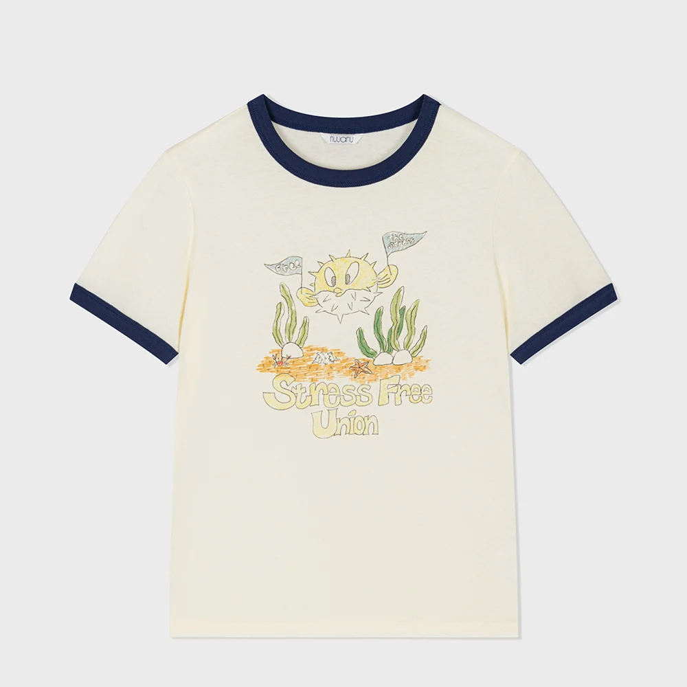 Stress Free Ringer Tee_Cream