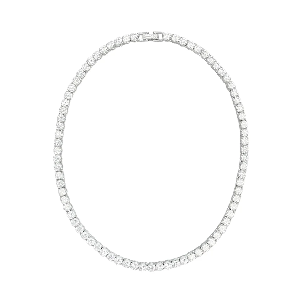 蛇紋 網球 水鑽 頸鏈_銀色 Snake tennis Cubic Necklace_Silver