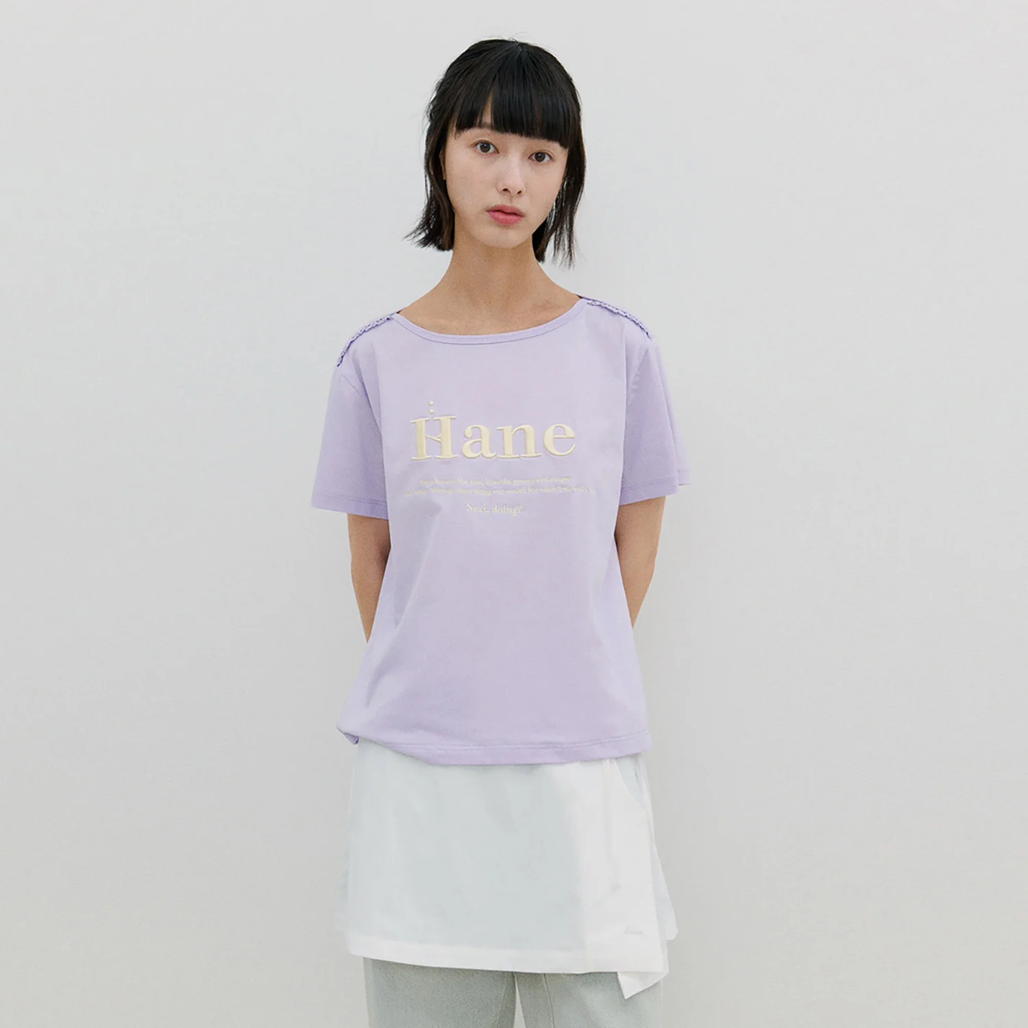 蕾絲 船領 T恤_Lavender