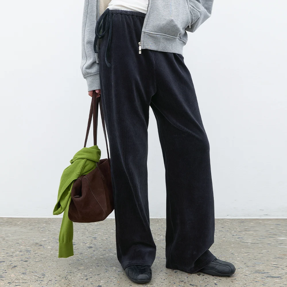 (PT-5803)WARM RIBBED JERSEY BANDING BOOTCUT PANTS