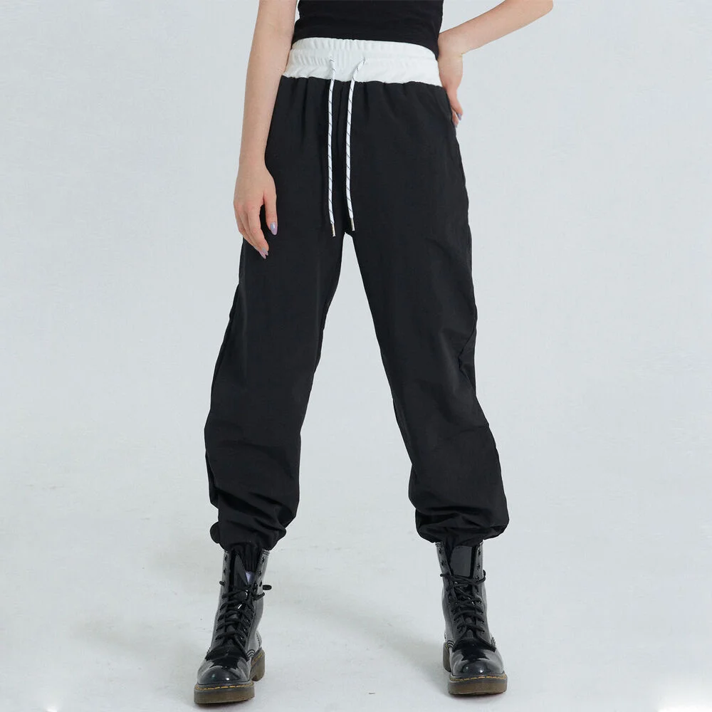 HIGH WAIST COLOURWAY JOGGER PANTS(BLACK)
