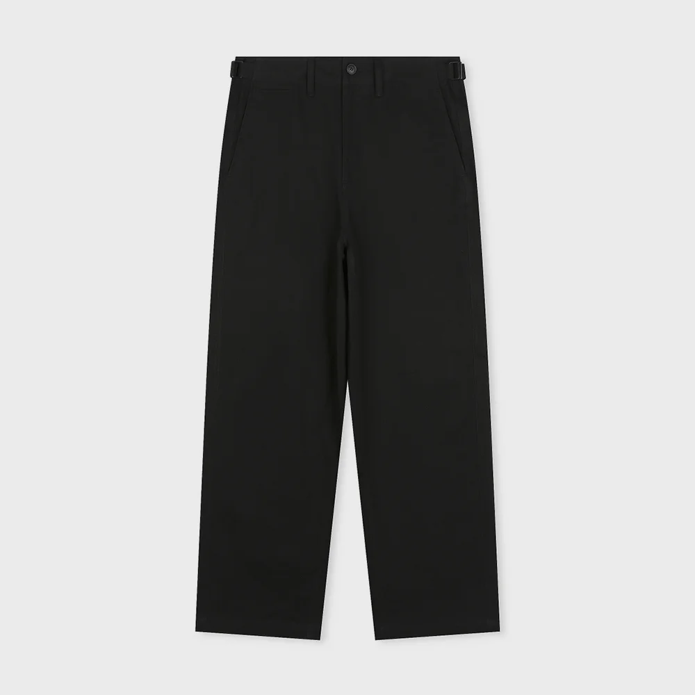 COTTON TWILL LOOSE FIT PANTS BLACK