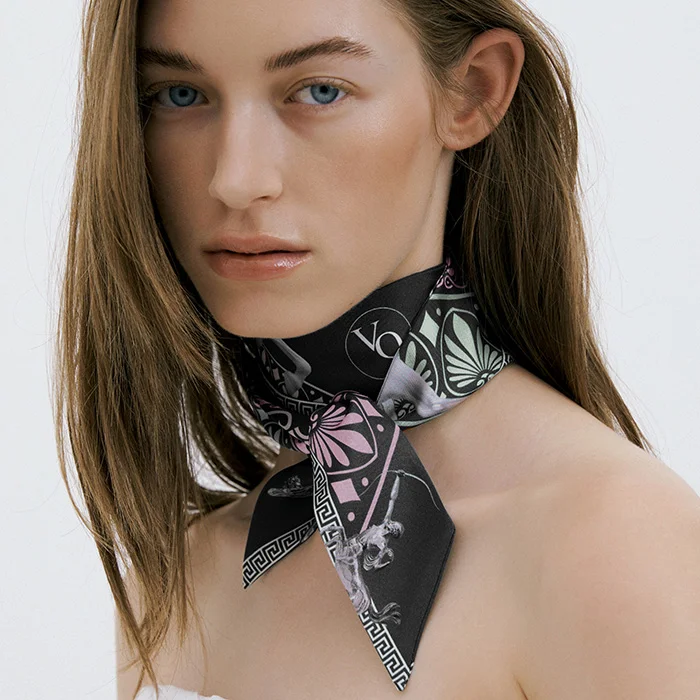 Centaur-Black Long Twilly Silk Scarf
