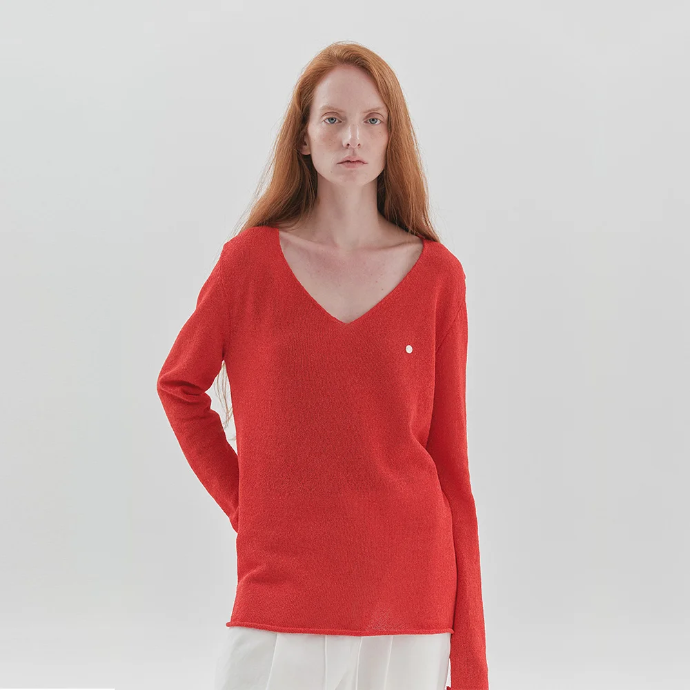 Anitta V-neck Knit (Red)
