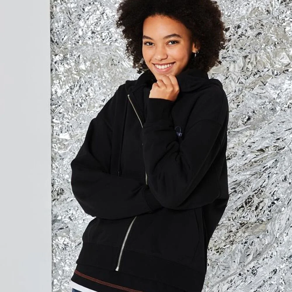 BLACK GLOBE PRINTING ZIP-UP HOODIE IETS0F621BK