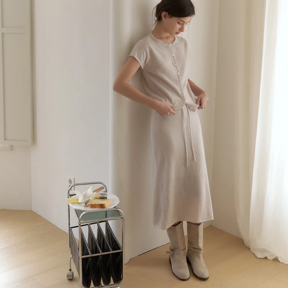 Two-piece knit set (sand gray)