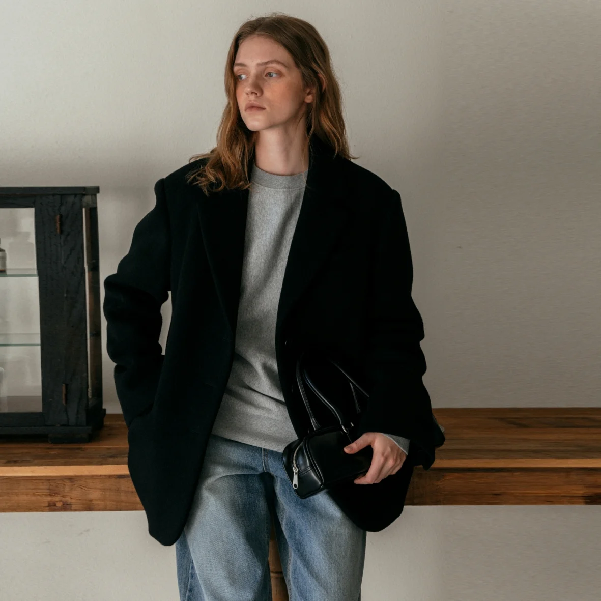 WOOL CLASSIC HALF COAT BLACK