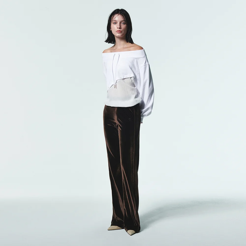 VELVET BANDING BOOTCUT PANTS