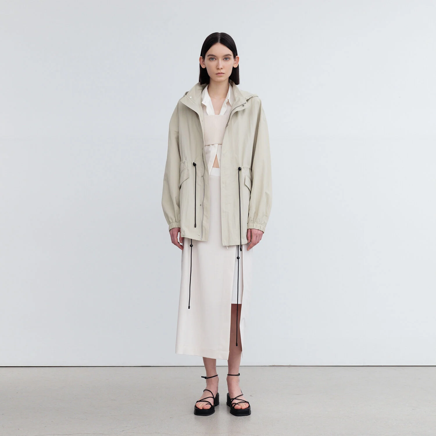 HOODED DRAWSTRING BLOUSON JACKET