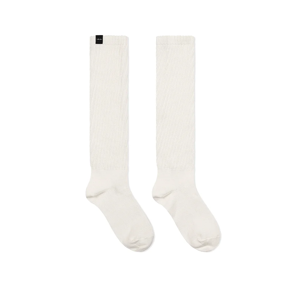 RIB KNEE SOCKS WHITE