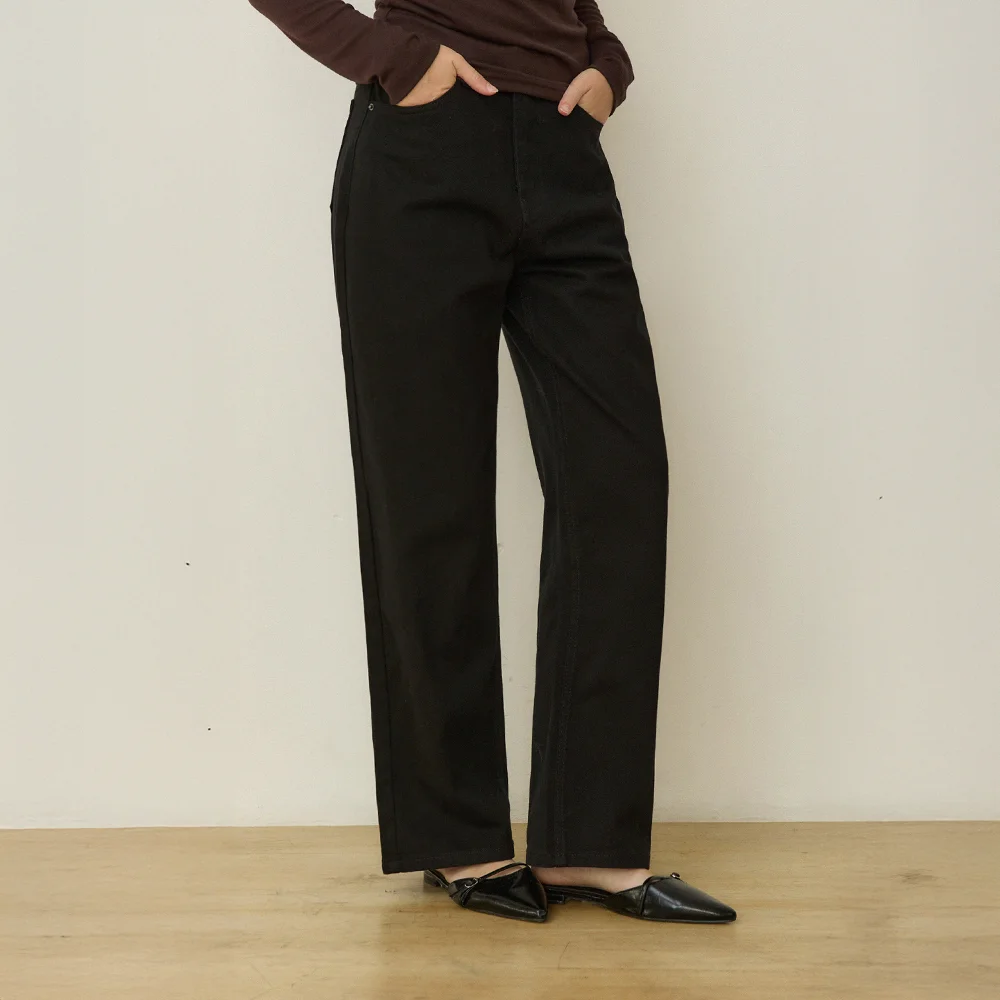 Classic stright denim pants - black