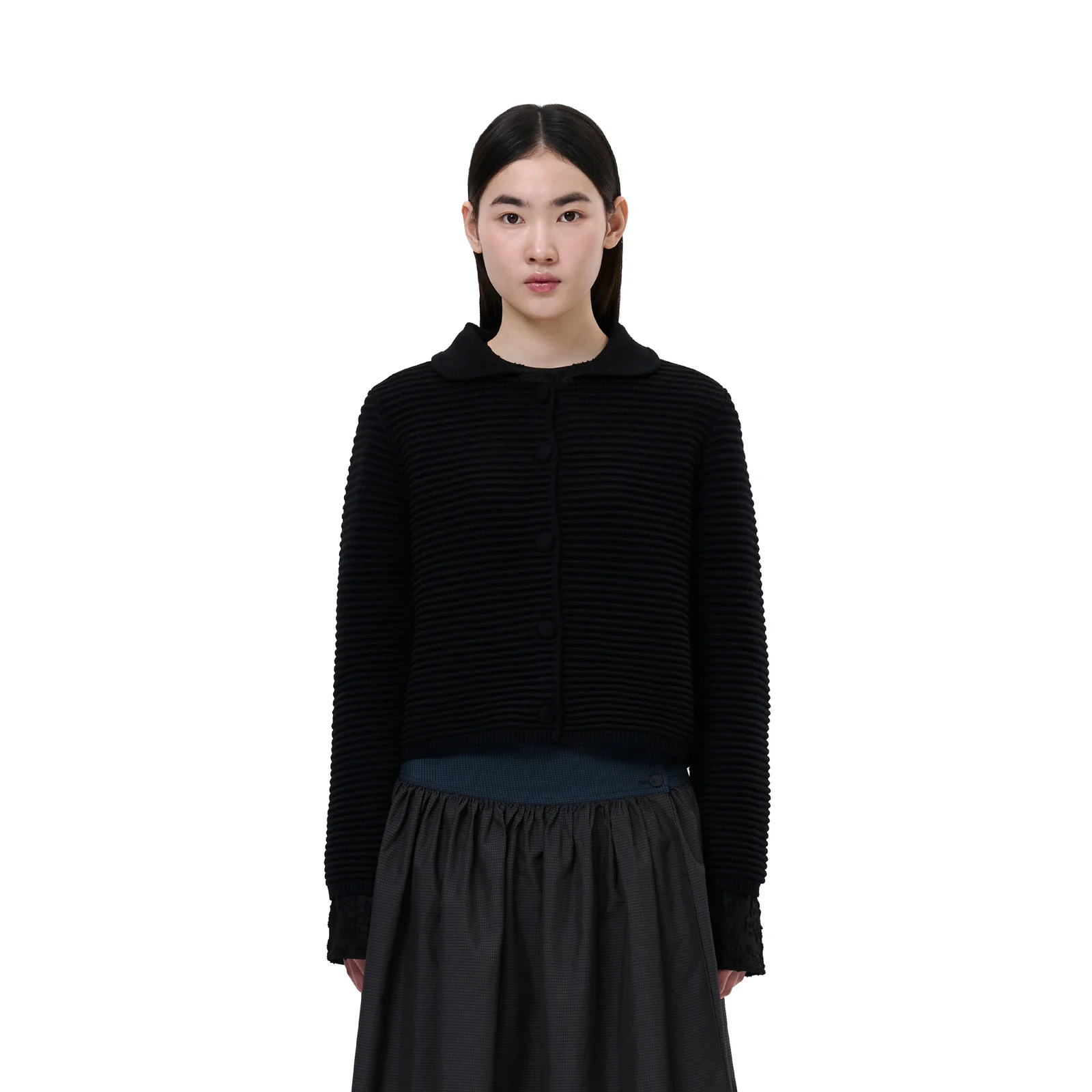 ESSENCE RIB CARDIGAN(BLACK)