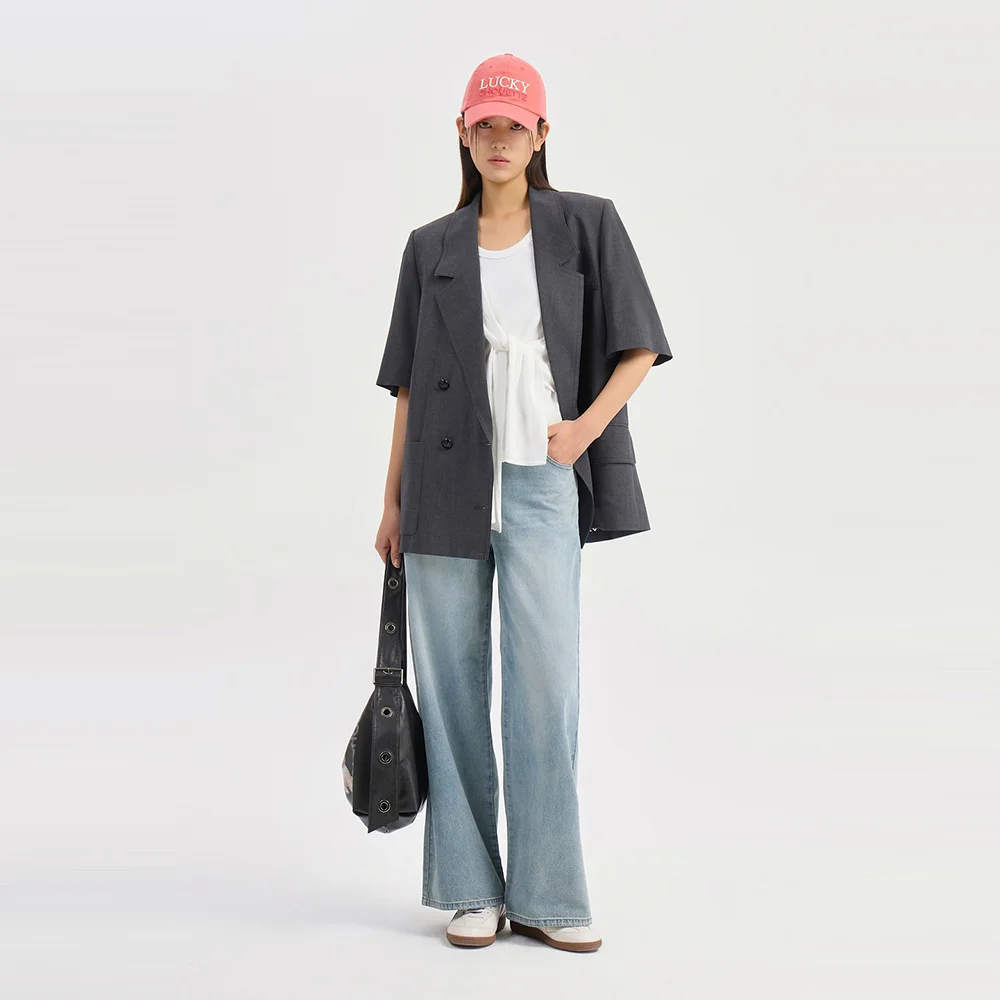 Short Sleeve Poly Jacket (melange gray) LFJAM26420GYM