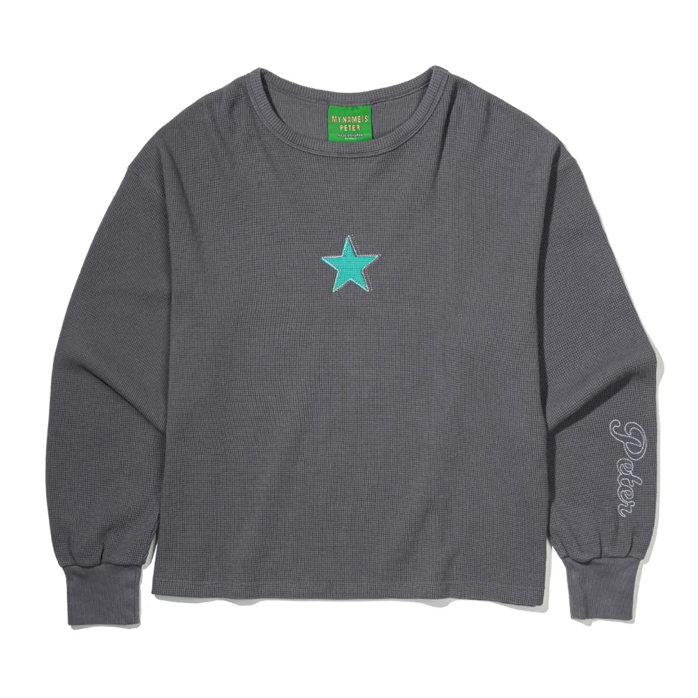 STAR WAFFLE LONG SLEEVE T-SHIRT - GRAY