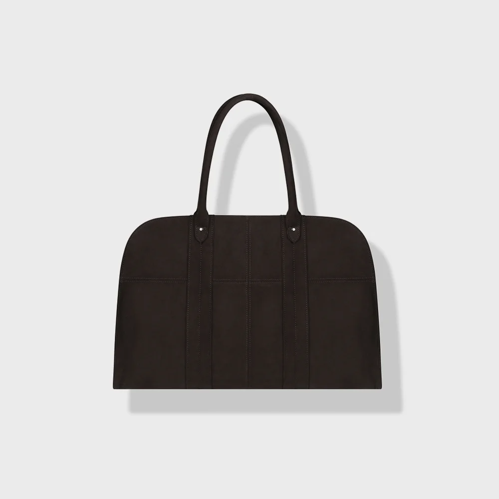 SYNTHETIC SUEDE TOTE BAG DARK BROWN