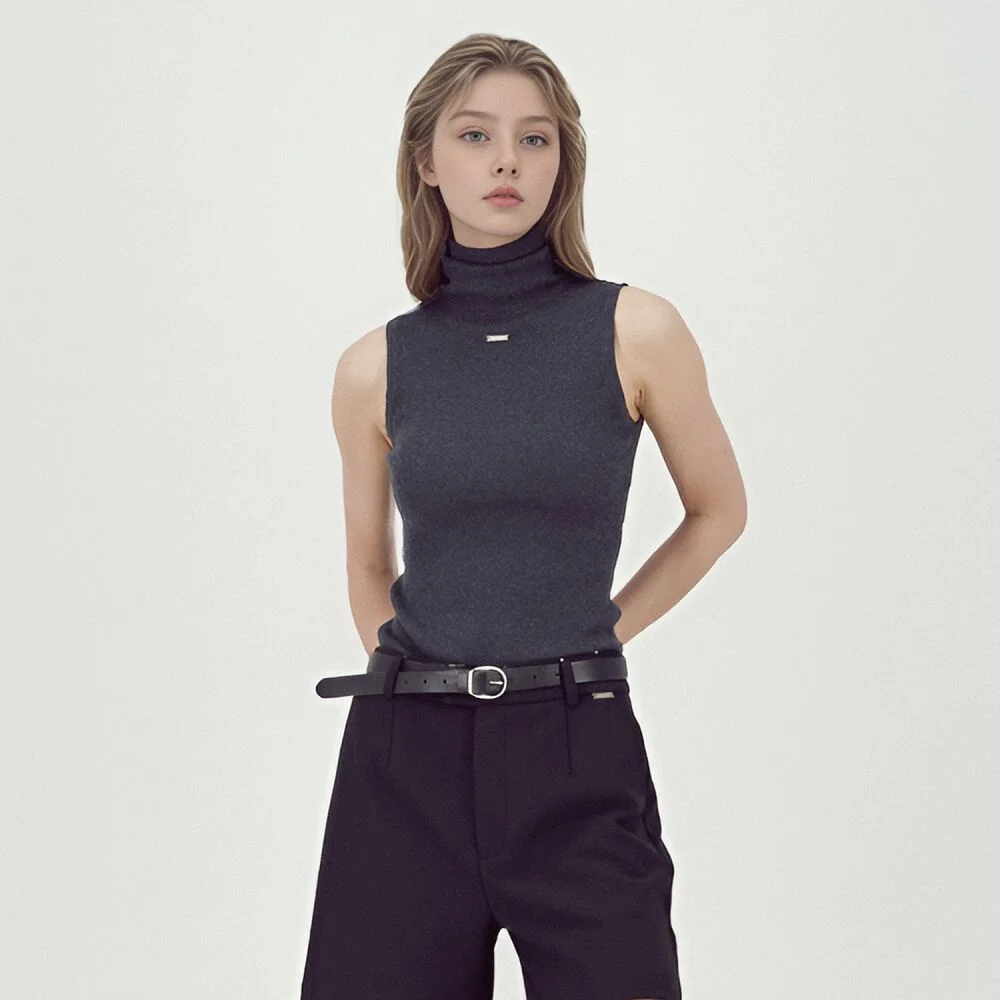 Ribbed Sleeveless Knit _Charcoal