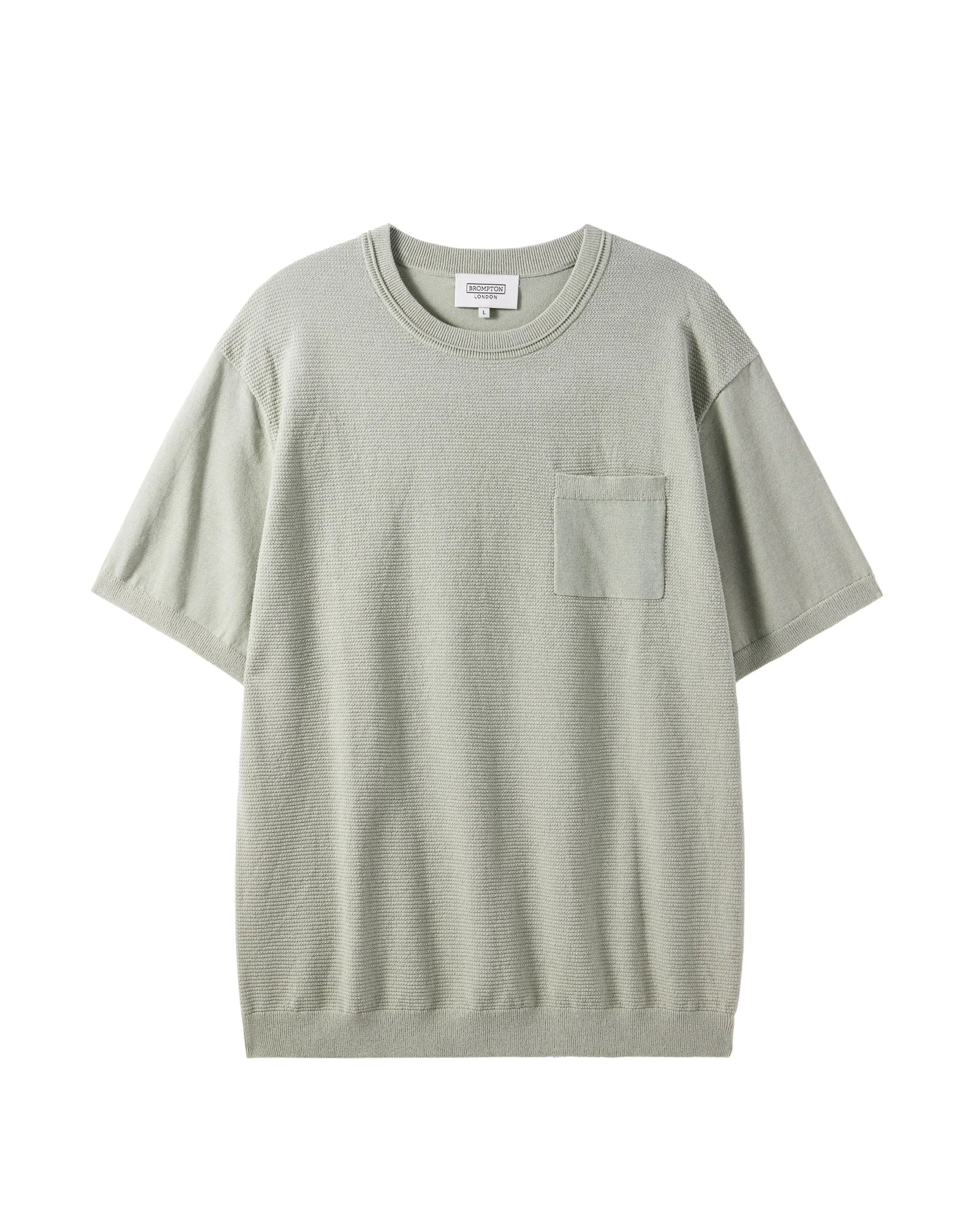 HALF SLEVE CHEST POCKET BASIC ROUND T-SHIRT - A/MINT (P242MKT515)