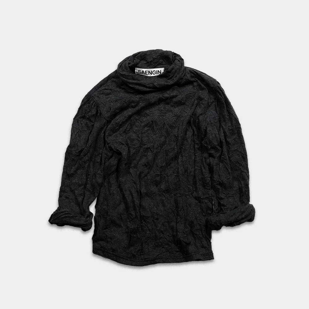 CRINKLED TWIST SLEEVE - BLACK