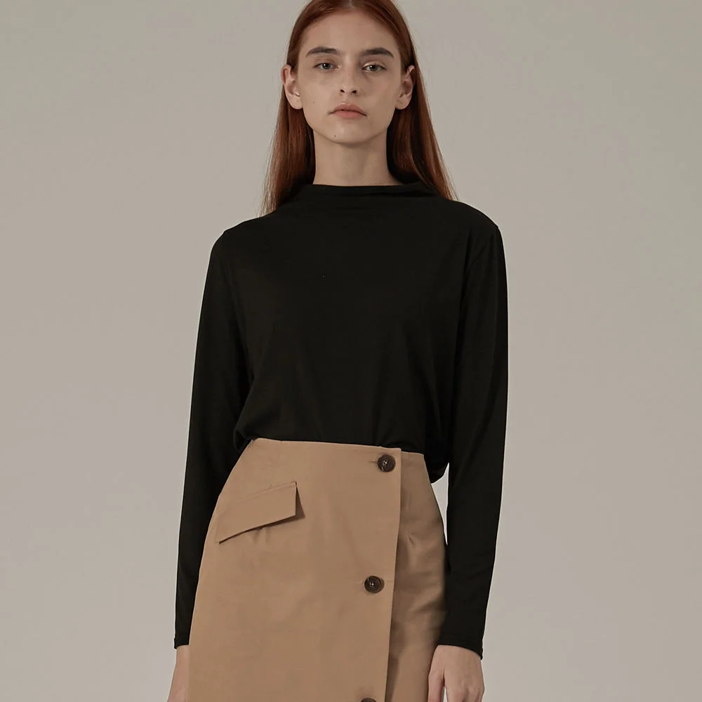 BASIC HALF TURTLENECK / BLACK