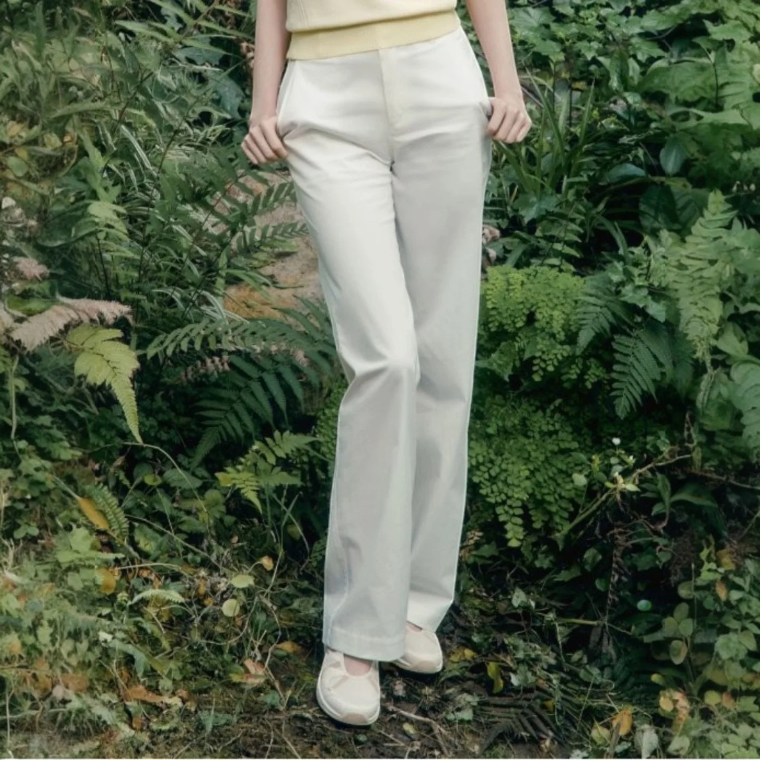 CITY CORE (City Core) 女裝 微寬版 褲子_Off White_DWP25352W3