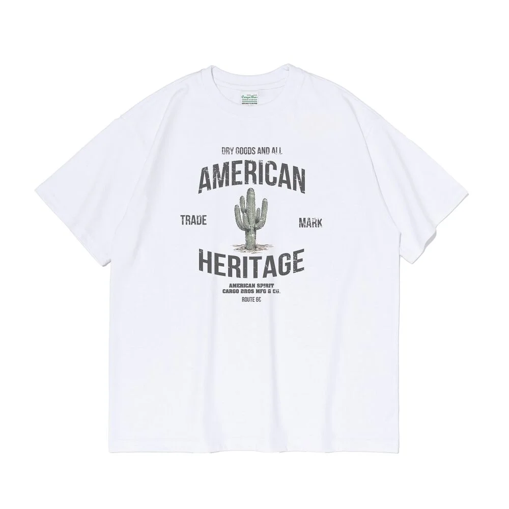 (BIGSIZE) HERITAGE CACTUS GRAPHIC SHORT SLEEVE T-SHIRT (WHITE)