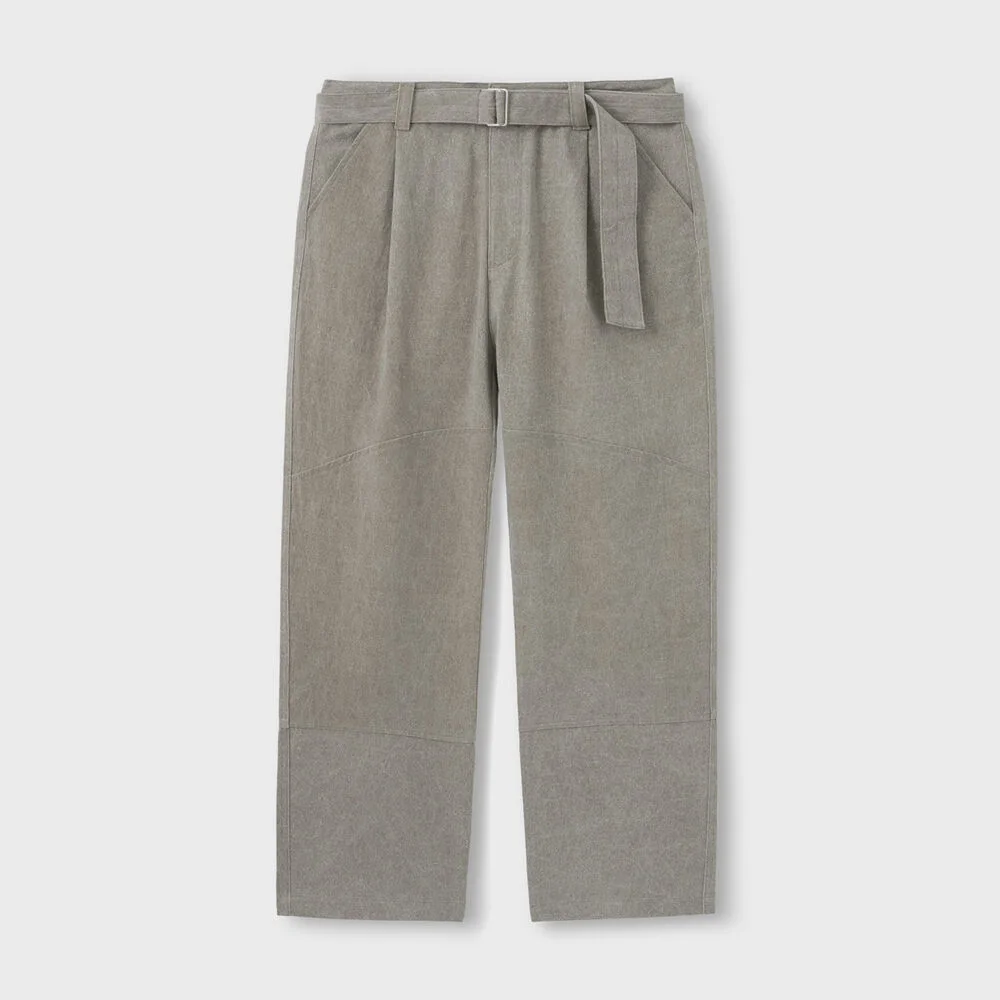 ONE TUCK WASHED BELTED PANTS SAND